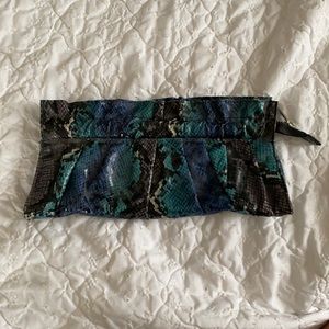 Express snakeskin clutch
